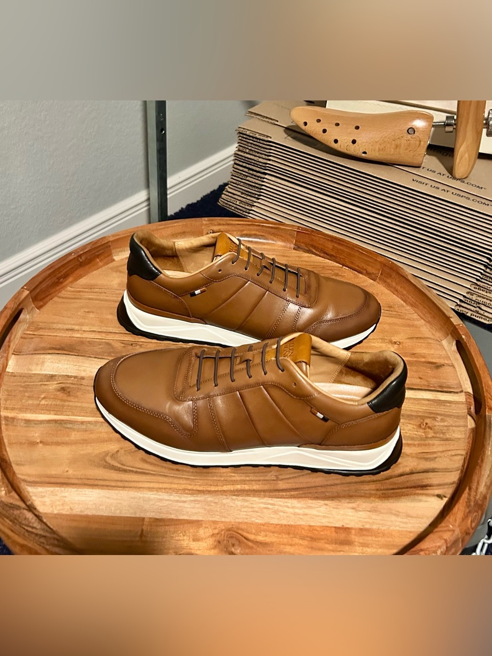 Lawson Leather Sneakers in Chestnut / Burnished Leather AS NEW